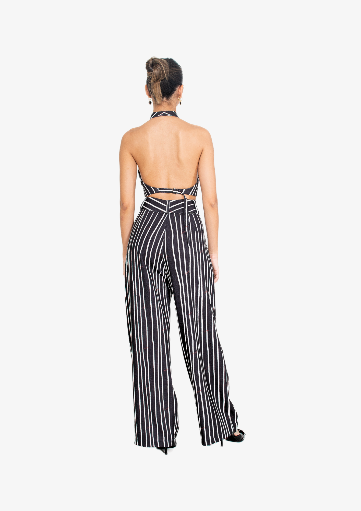 Black Stripes Pleated Pants