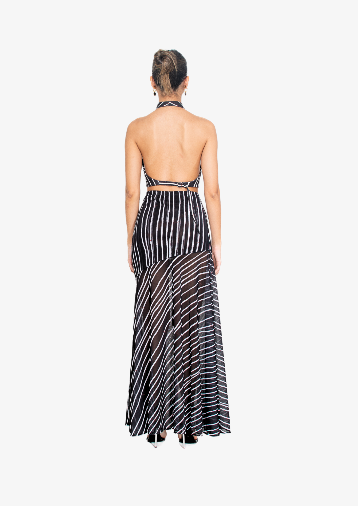 Black Stripes Mesh Skirt