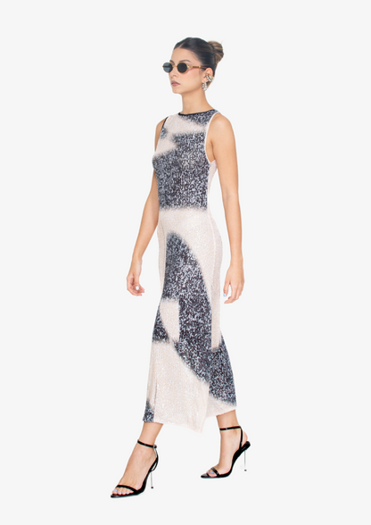 'Figuras' Sequins Tank Dress (B&W)