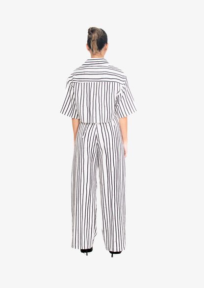 White Stripes Pleated Pants