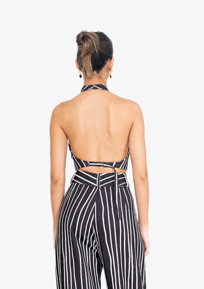 Black Stripes Halter Top