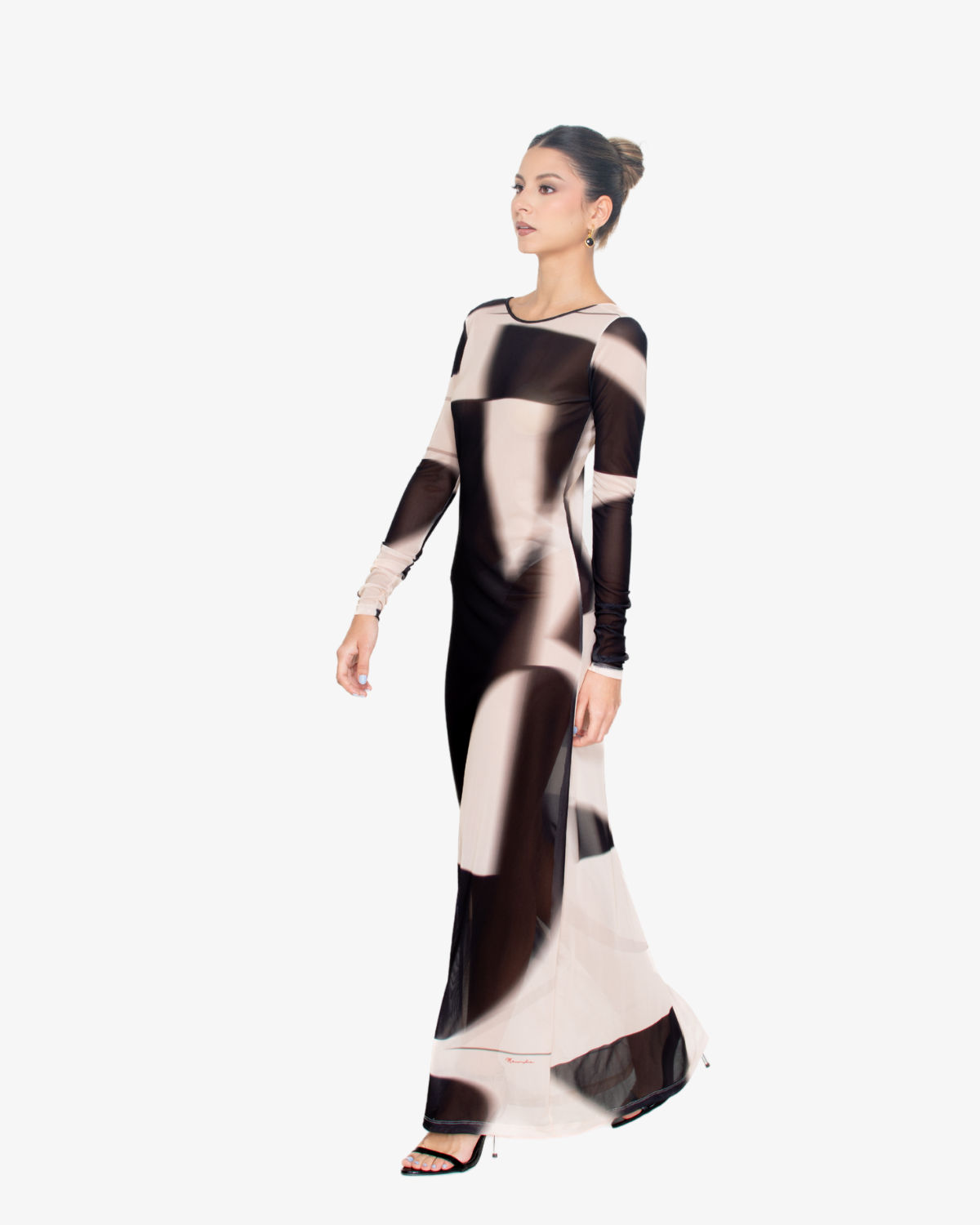 'Figuras' Reversible Mesh Maxi Dress (B&W)