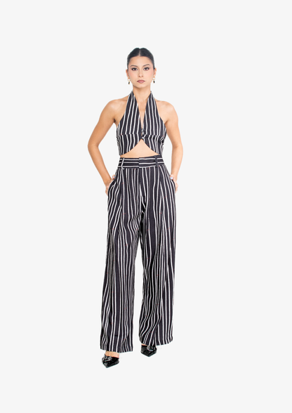 Black Stripes Halter Top