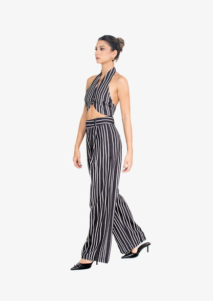 Black Stripes Halter Top