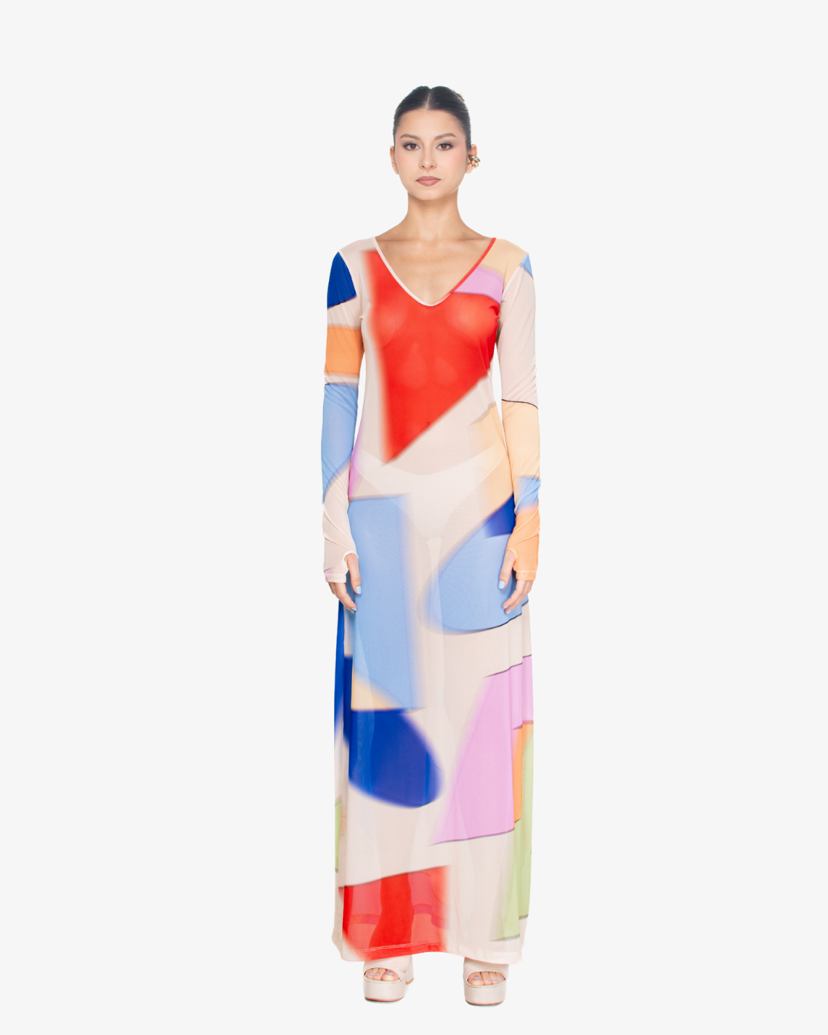 'Figuras' Reversible Mesh Maxi Dress (Colors)