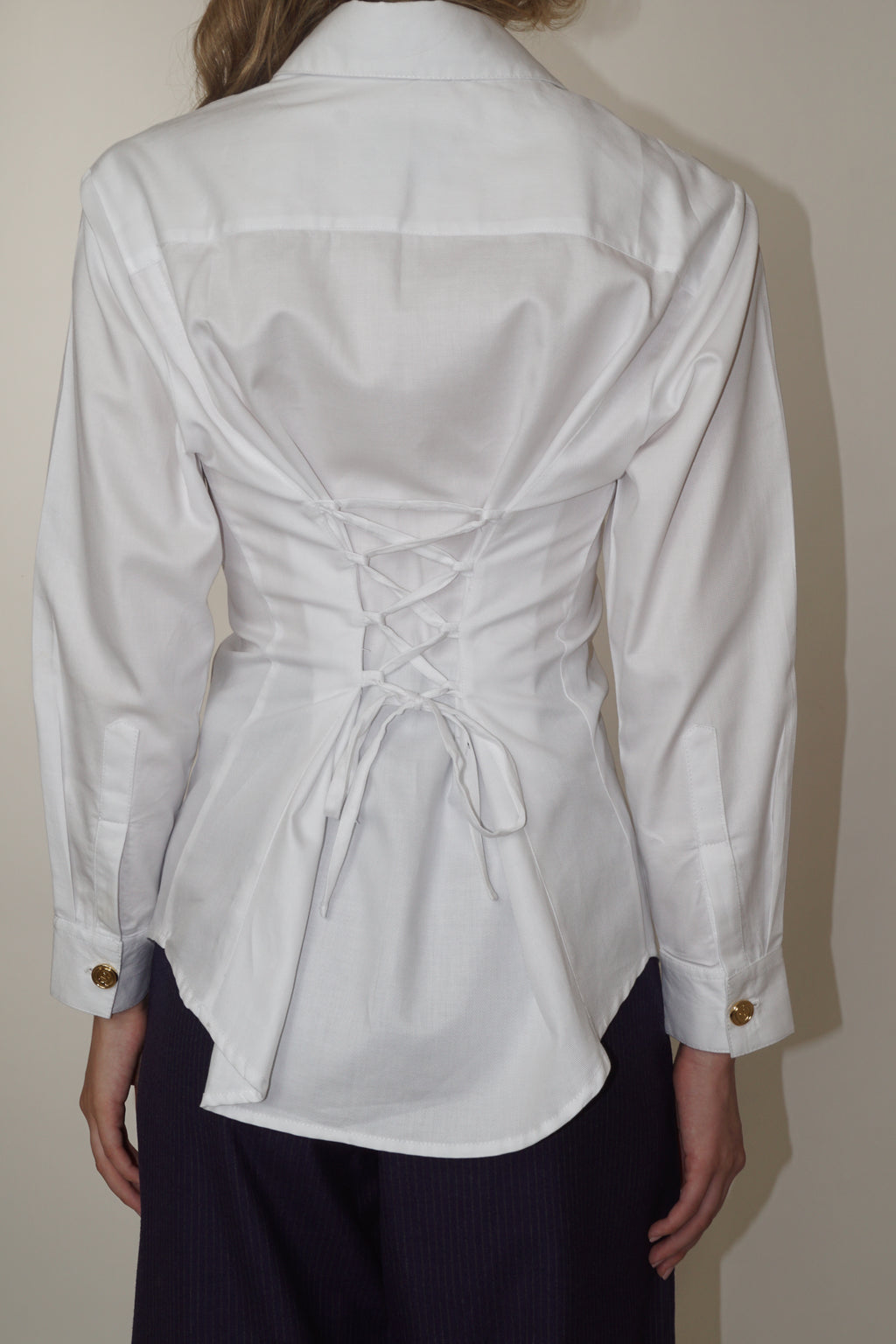 White Studio Shirt Lace-Up
