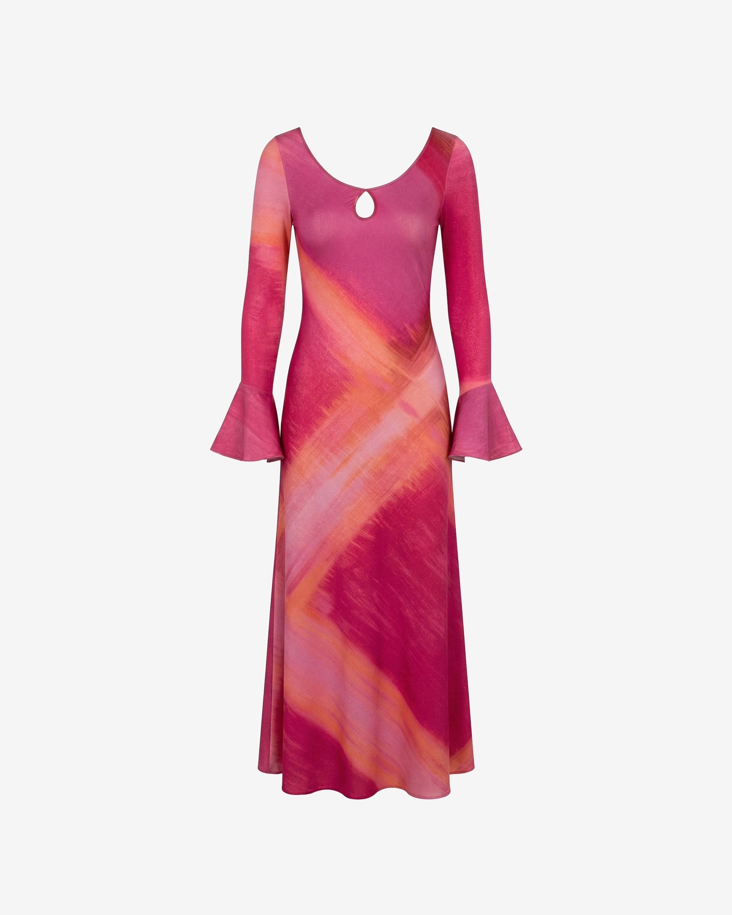 Vestido con mangas de campana