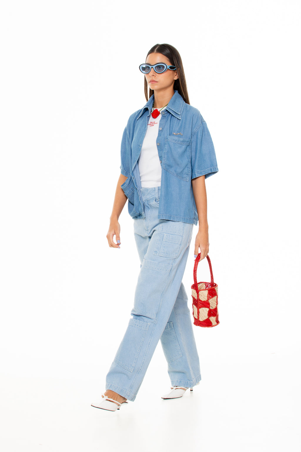 New Cargo Light-Wash Denim Pants