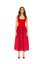 Load image into Gallery viewer, Embroided Midi Dress in Red
