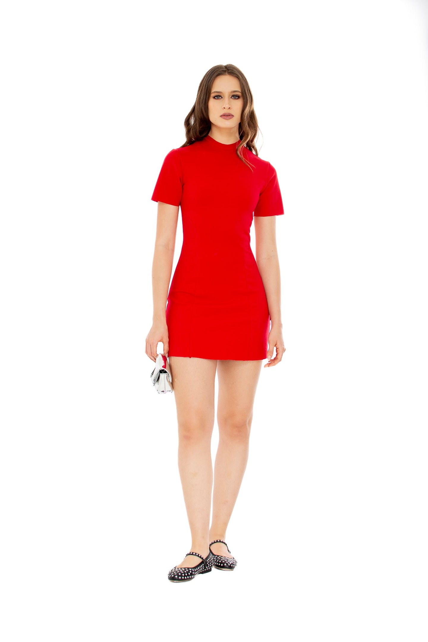 Structured Mini Dress in Red