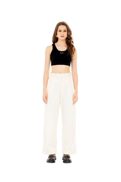 Pleated Trousers in Off-White