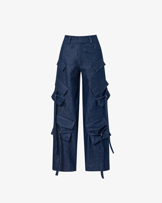 Blue Denim Cargo Pants