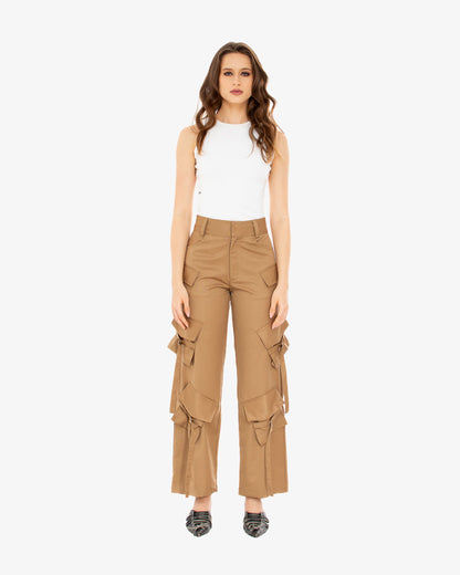 Cargo Pants in Beige Viscose