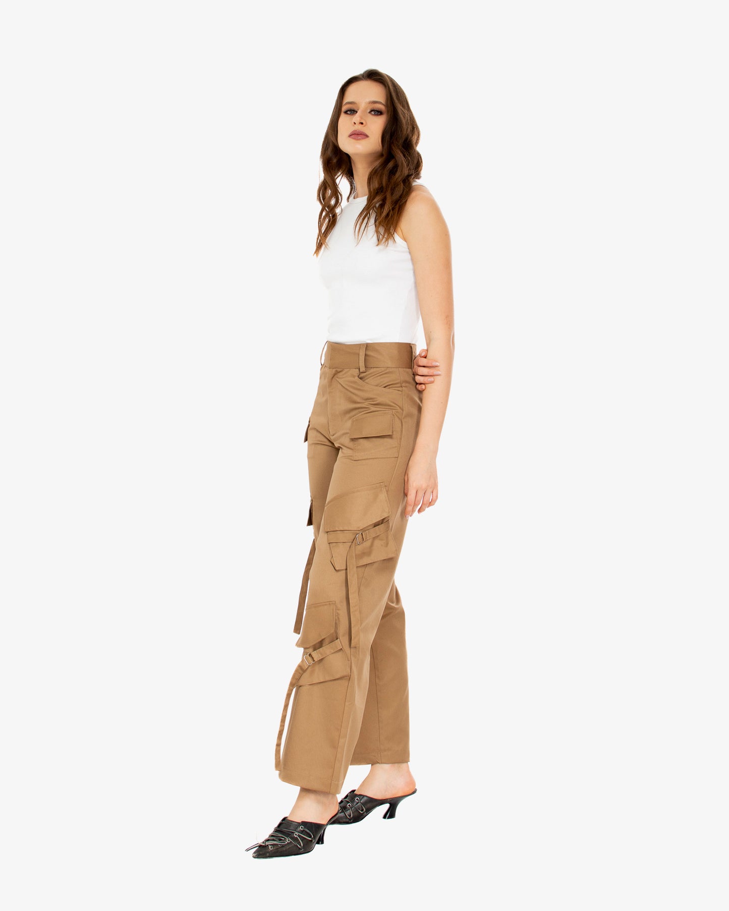 Cargo Pants in Beige Viscose