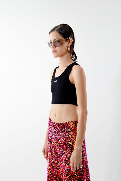 THE ‘MACONDIA’ BLACK CROP TOP