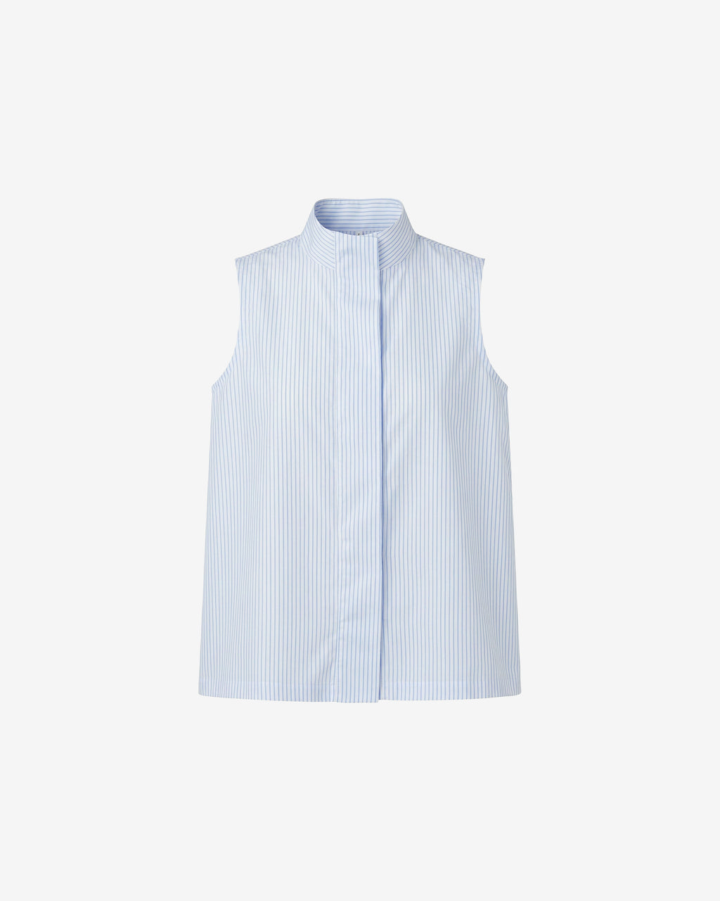 Mandarin Collar Shirt - Blue Pinstripe