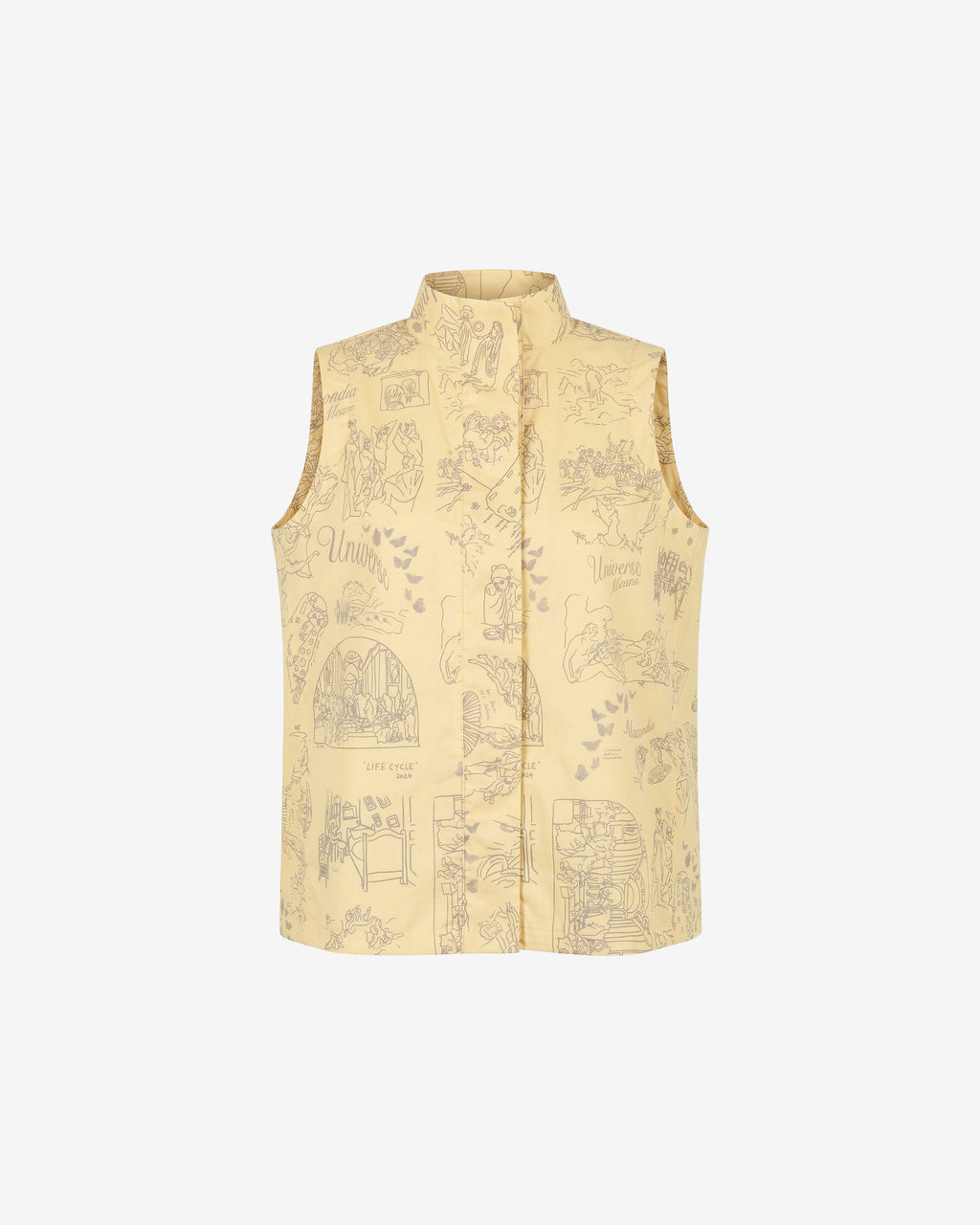 Mandarin Collar Shirt - Yellow/Gray