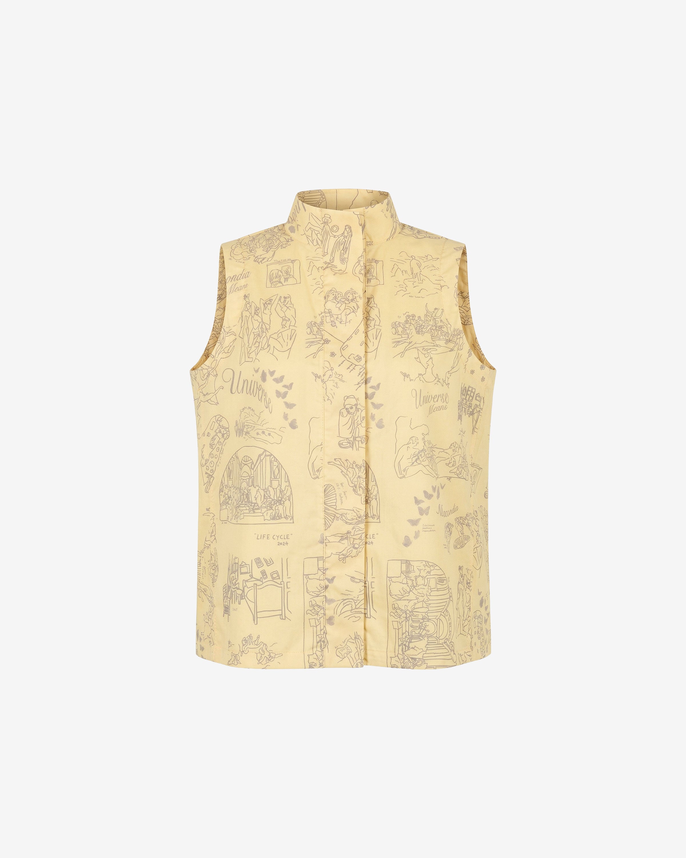 Mandarin Collar Shirt - Yellow/Gray
