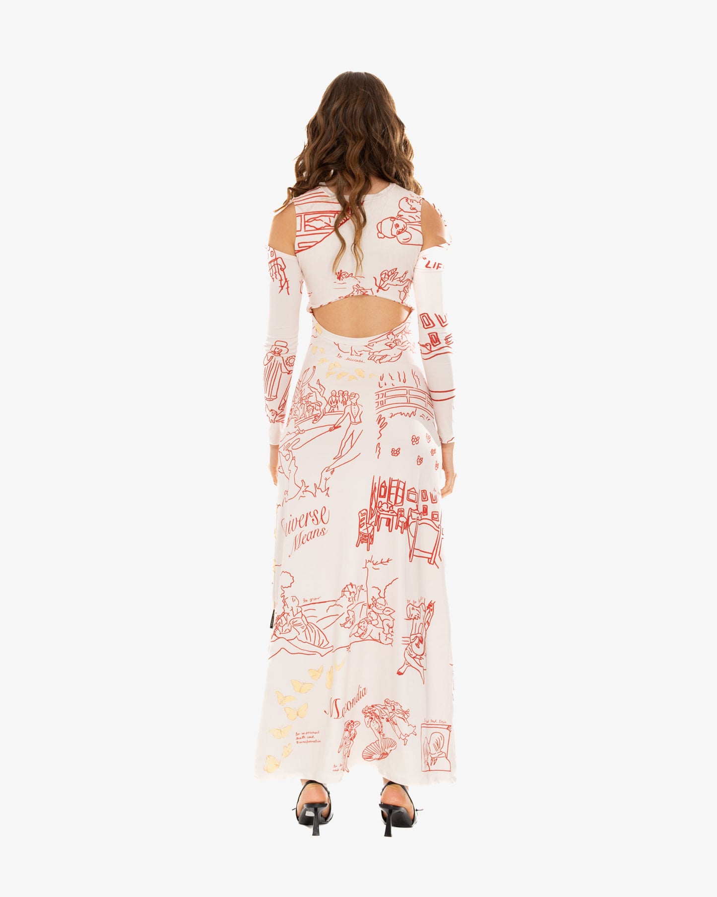 'Life Cycle' Peach Long Dress (Reversible)