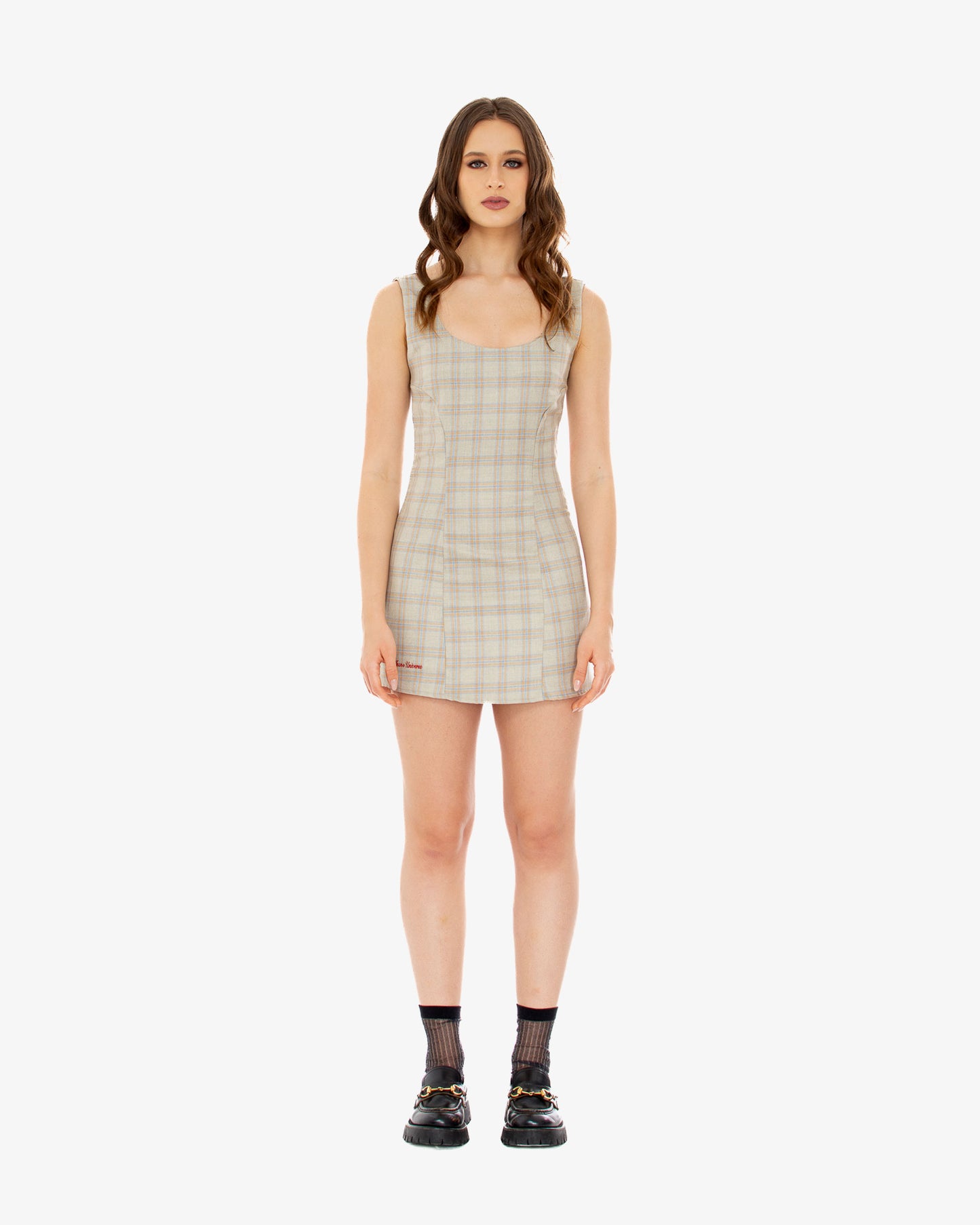 Premium Checkered Pattern Mini Dress