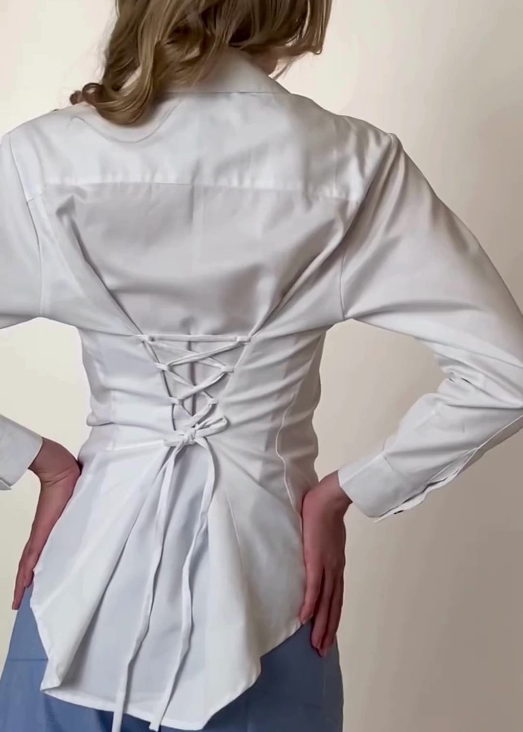 White Studio Shirt Lace-Up