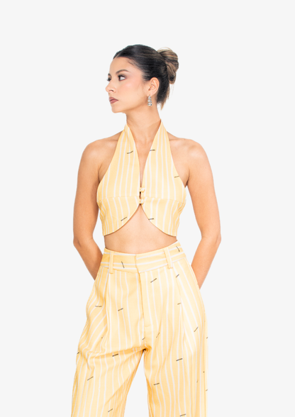 Yellow Stripes Halter top