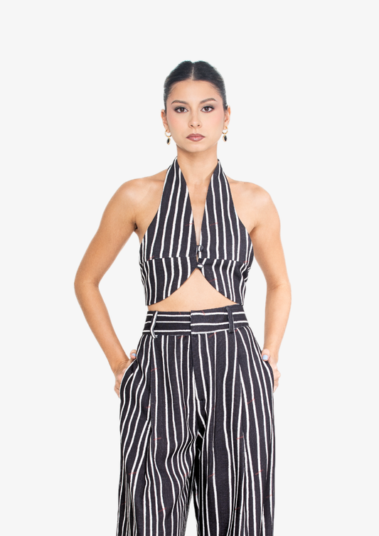 Black Stripes Halter Top