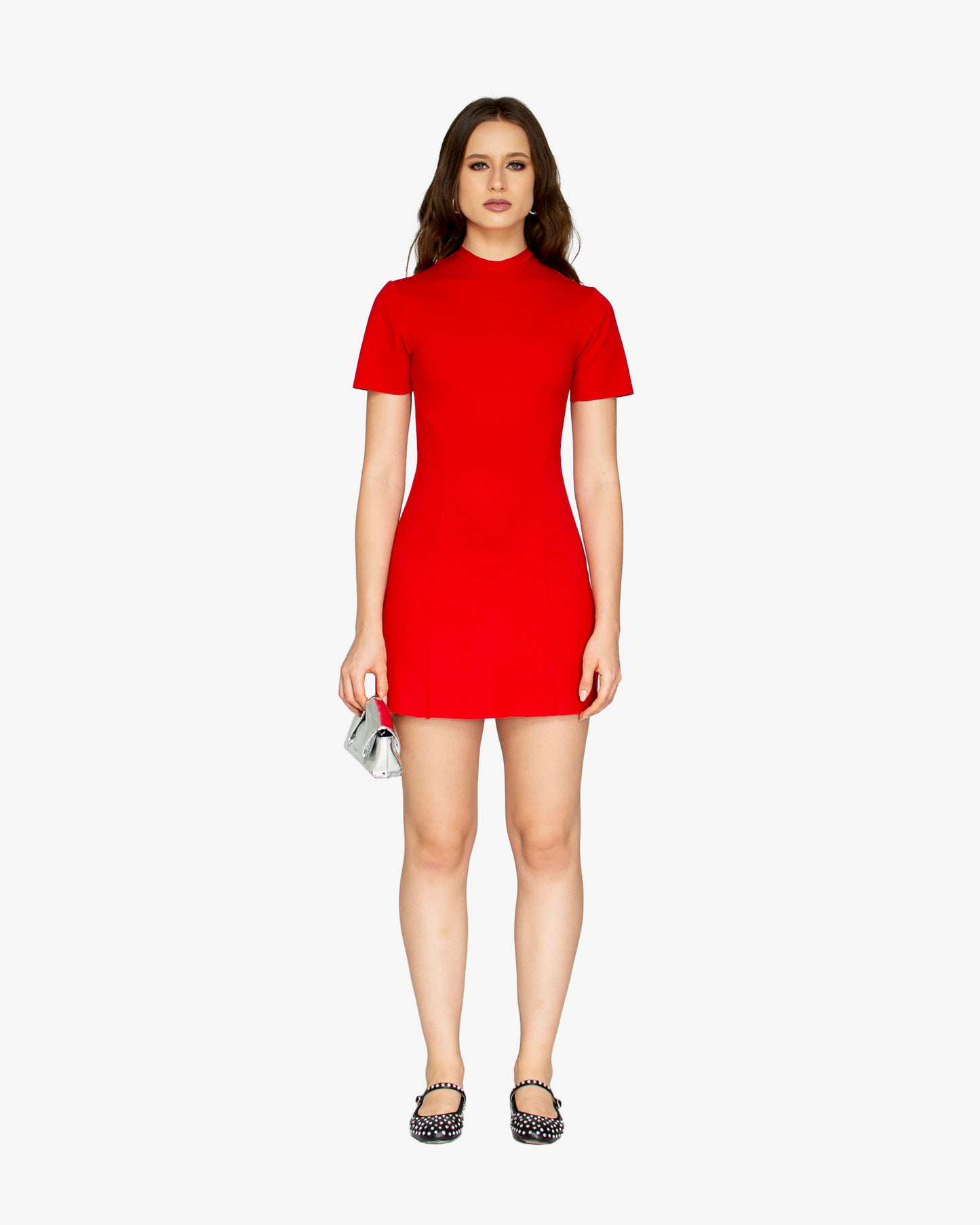 Structured Mini Dress in Red