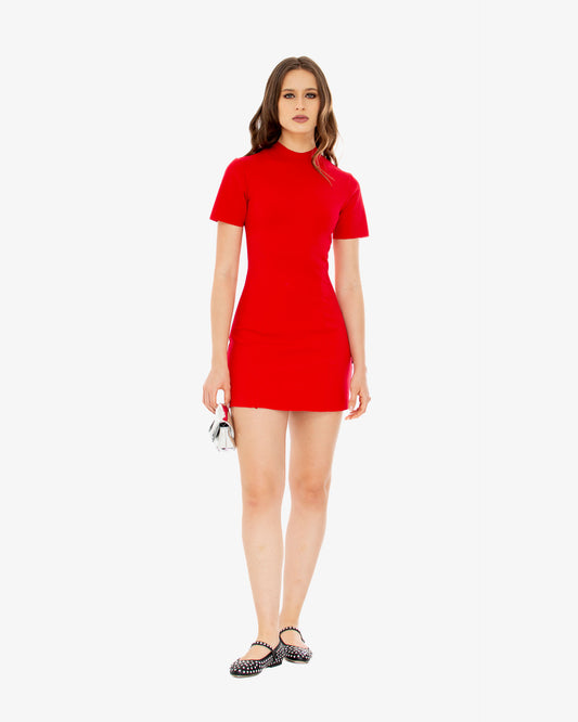 Structured Mini Dress in Red