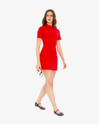 Structured Mini Dress in Red