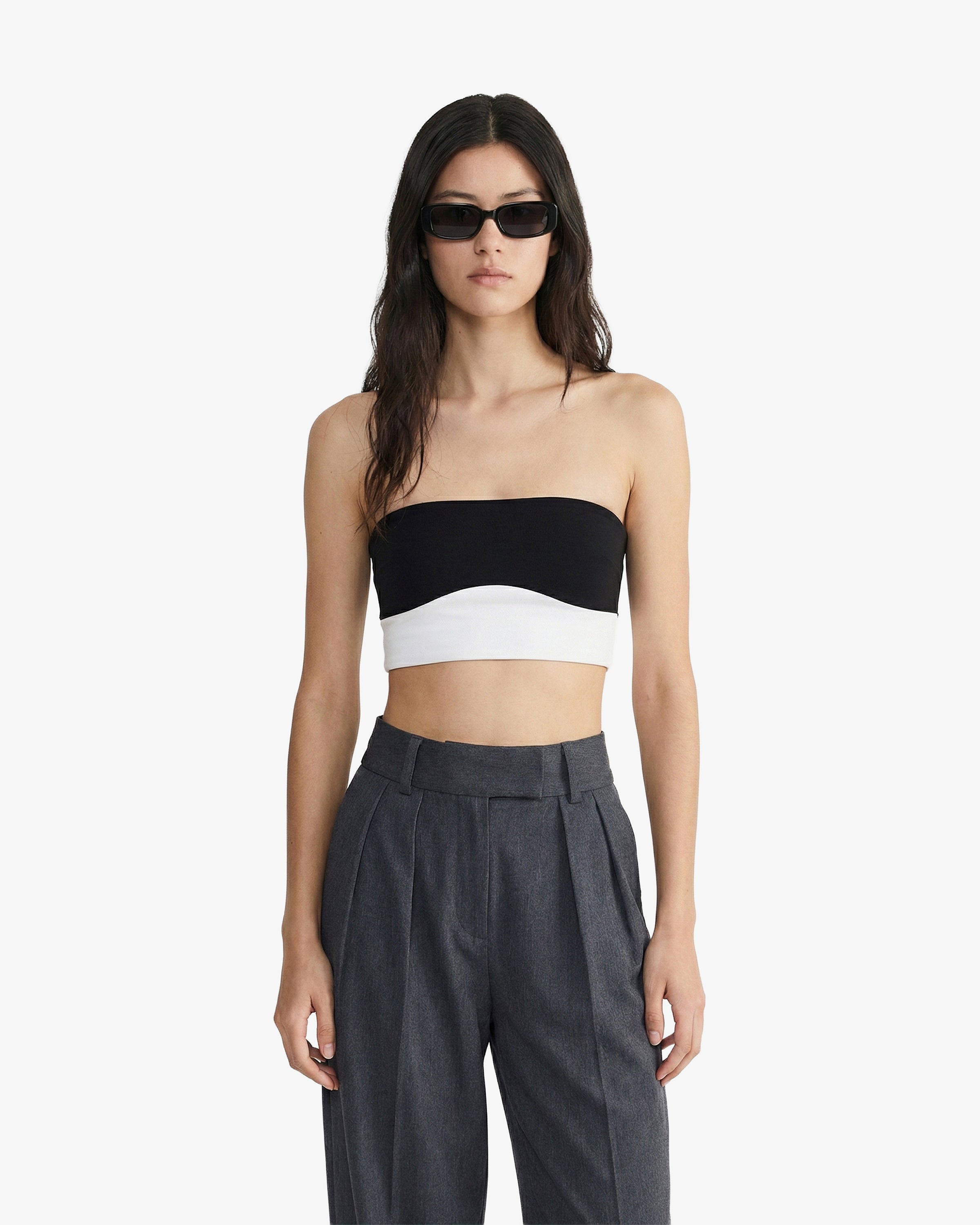 'Contrasts' Top in Black &amp; White