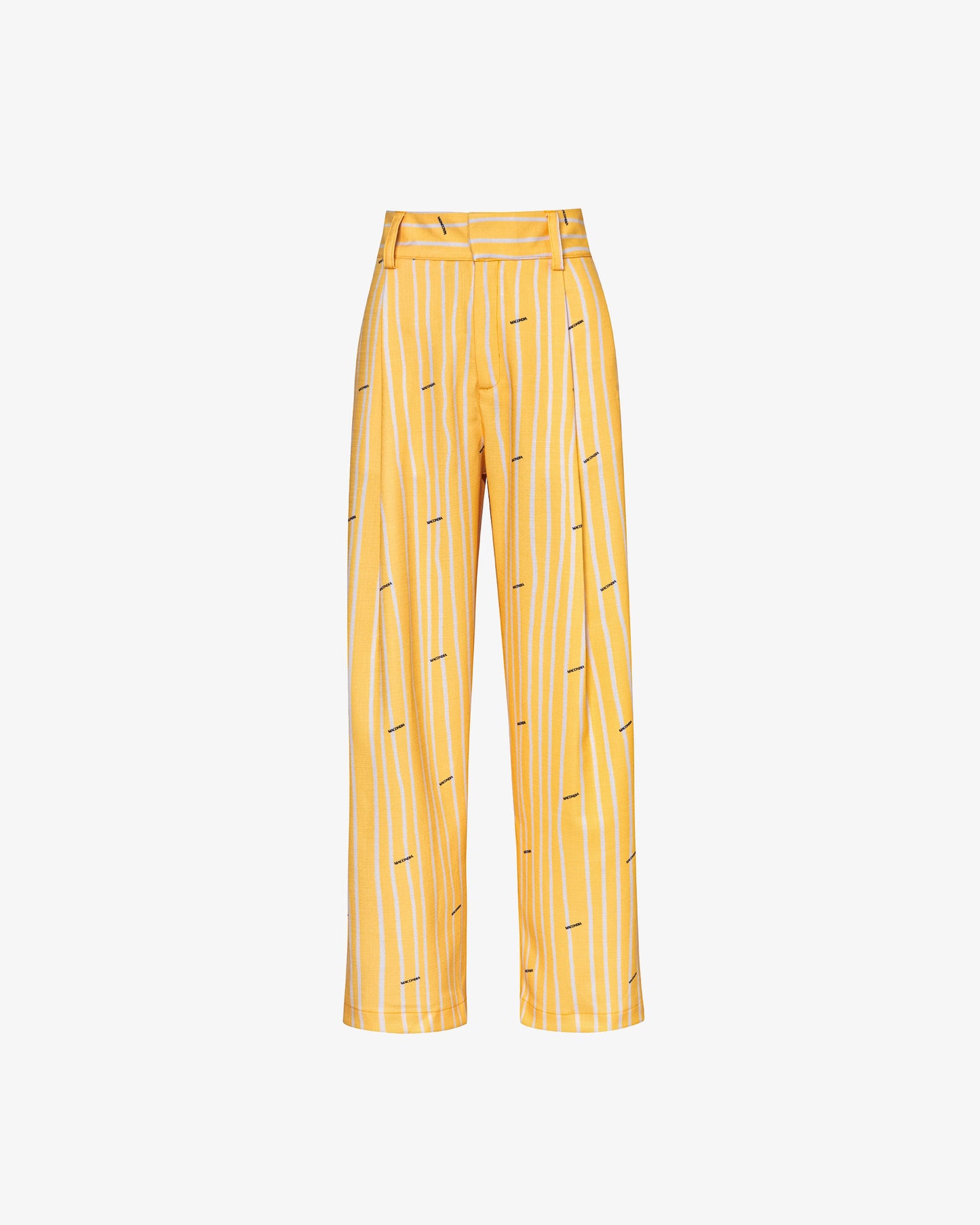 Yellow Stripes Pleated Pants