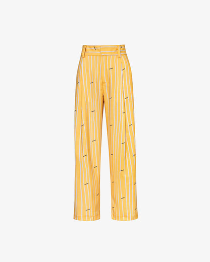 Yellow Stripes Pleated Pants